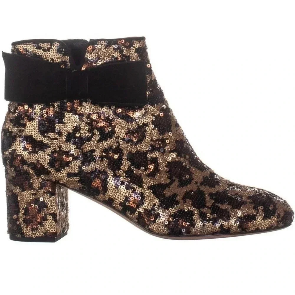 Kate Spade Leopard Sequins Bow Ankle Booties